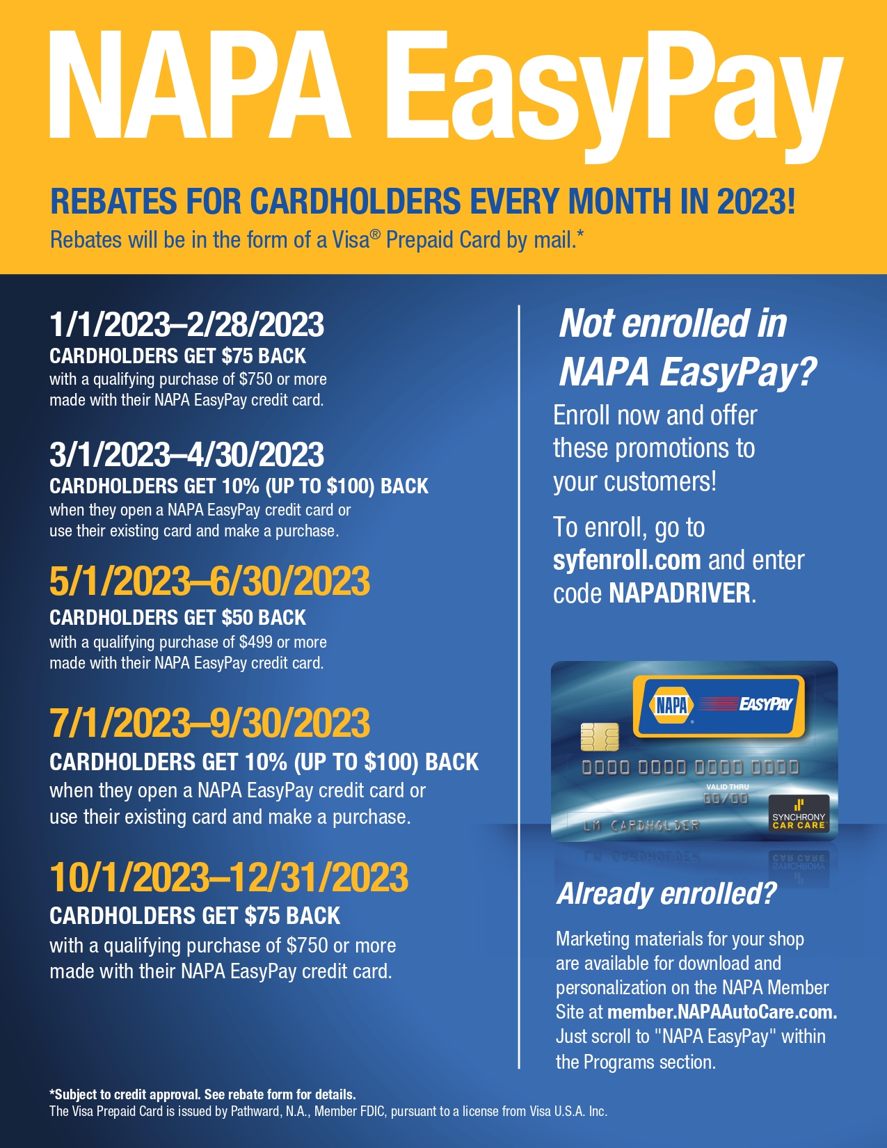 NAPA EasyPay Cardholder Rebates